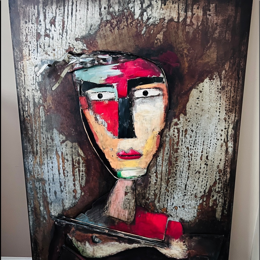 Mixed Media Iron Painted Dimensional Wall Art - ready to hang